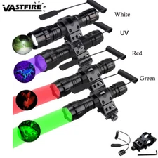 White/Red/Green Light LED Flashlight  Rifle Mount Torch with Pressure Switch