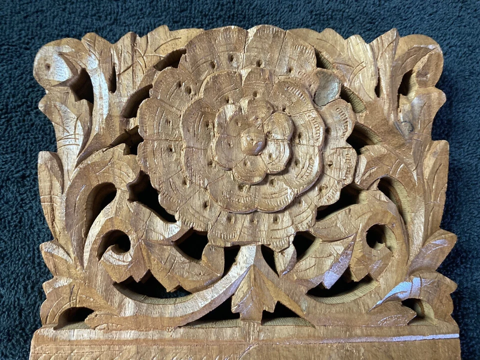SmalI Hand Carved Teak Wood Folding Book holder /India/ 7"x 10" x 7"  - Image 4 of 4