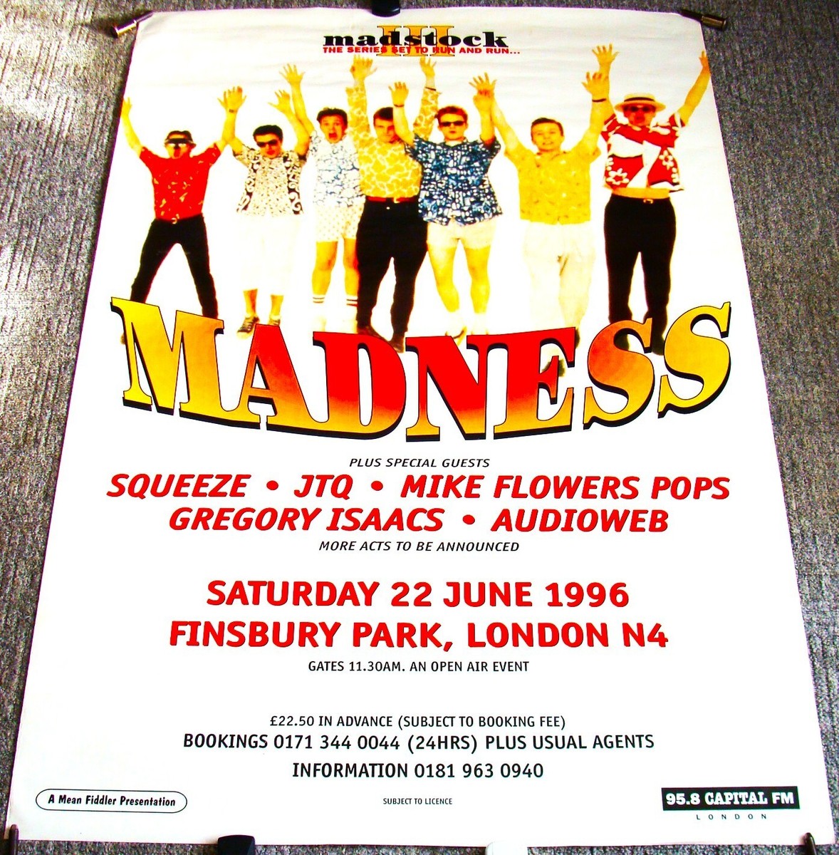 MADNESS FESTIVAL POSTER 'MADSTOCK III' SATURDAY 22nd JUNE 1996