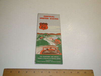 1950 Phillips 66 Central United States Travel Road Map