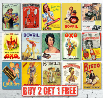 Metallschilder Vintage Retro Klassisch Britische Werbung Werbeplakate A4