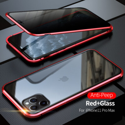 Magnetic Metal Frame Anti Spy Privacy Tempered Glass Cover For