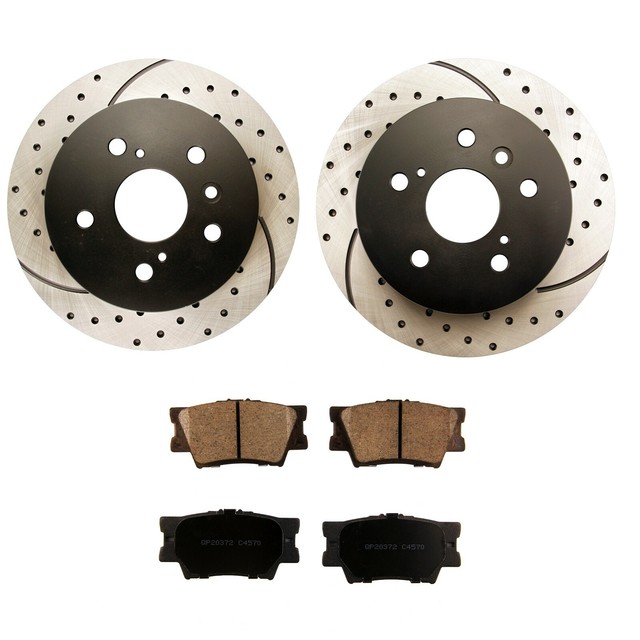 Rear Drilled Brakes Rotors and Pads fit for 20132016 Toyota Avalon