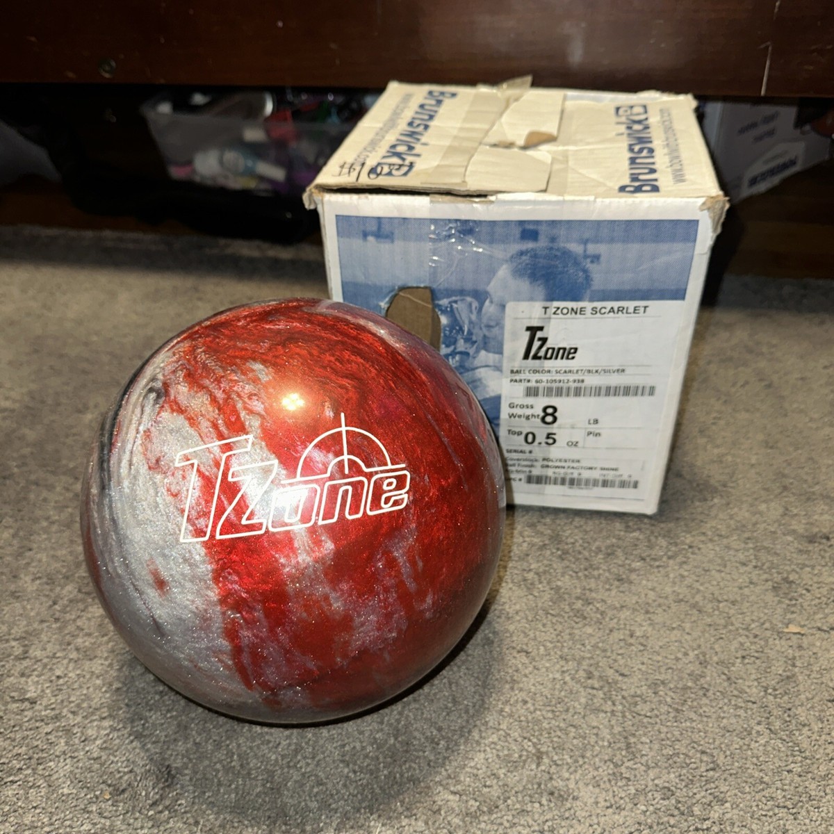 Brunswick Tzone Scarlet Bowling Ball 8 pound top .5oz 60 Brunswick Tzone Scarlet Bowling Ball 8 pound top .5oz 60