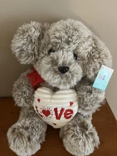 Hugfun International 14 inch Plush Puppy Dog Love Heart ❤️ Soft Red Bow Nwt New