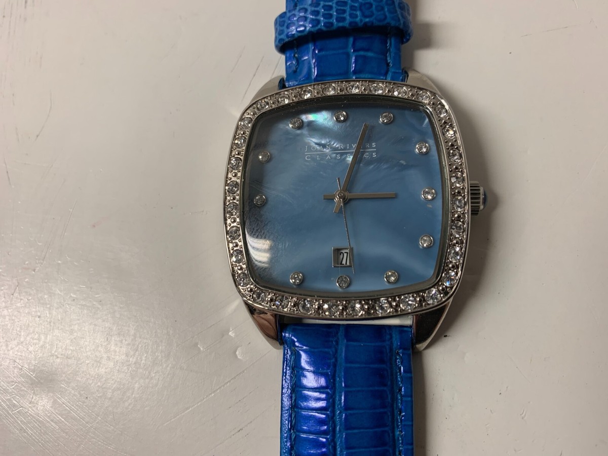 Joan Rivers Collection Classics Blue Leather Rhinestone  display picture 1