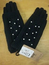 Ladies Tech Touch Gloves, Crochet, Black w/ pearl embelishments, M/L