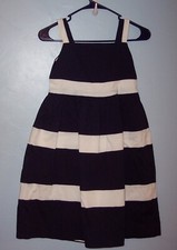 Girl's Heartstrings Size 8 Lined Sundress Navy  White Striped VGUC