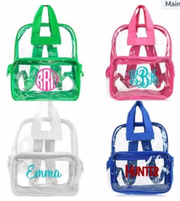 Personalized clear backpack school sturdy pvc