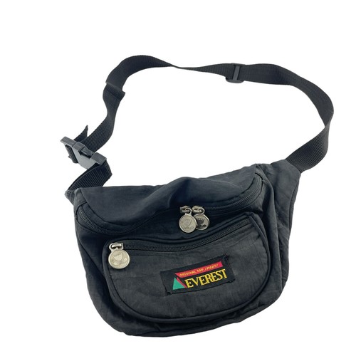 Everest Fanny Pack Black 3 Zip Compartments Adjustable Waist