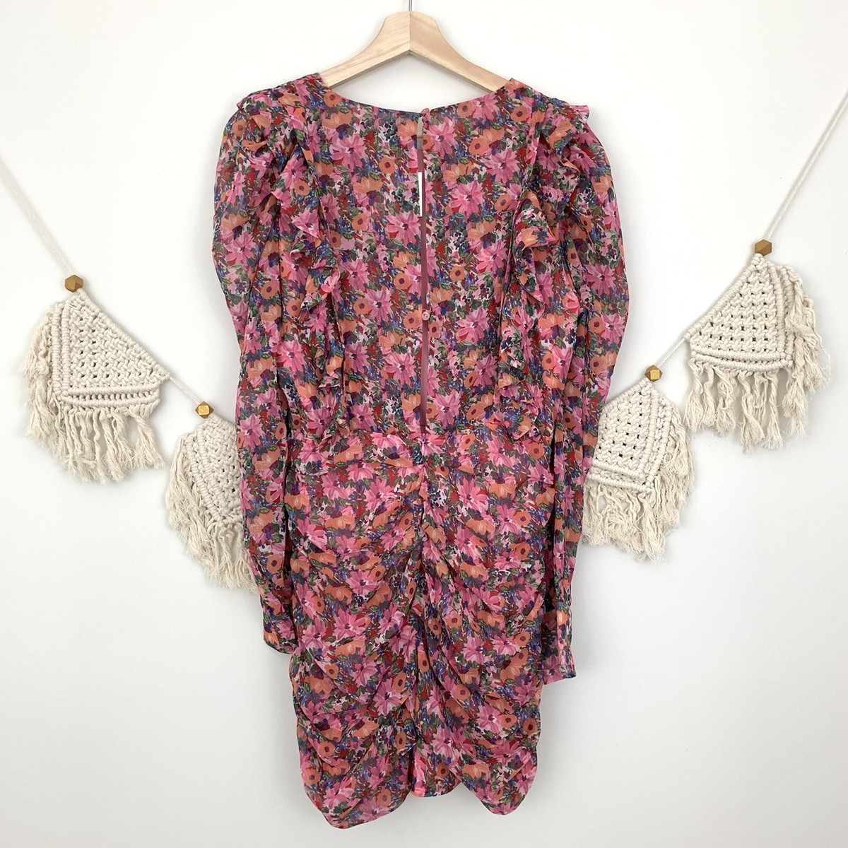 NWT Zara Draped Pink Floral Ruffle Dress, size small | eBay NWT Zara Draped Pink Floral Ruffle Dress, size small | eBay