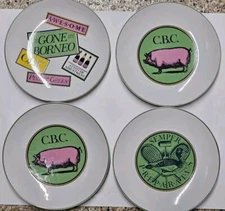 The Official Preppy Plate Set x 4 Workman Publishing Sigma The Taste Setter 8.5"