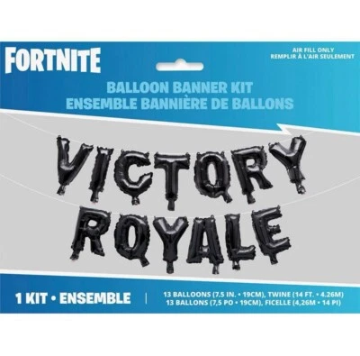 Fortnite Victory Royale Balloon Birthday Banner Kit- 13 Balloons, 14 ft banner - Image 1 of 3