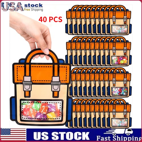 40 Pcs Birthday Gift Bags, Reusable Backpack Goodie Bags w/ Top Handle (Orange)