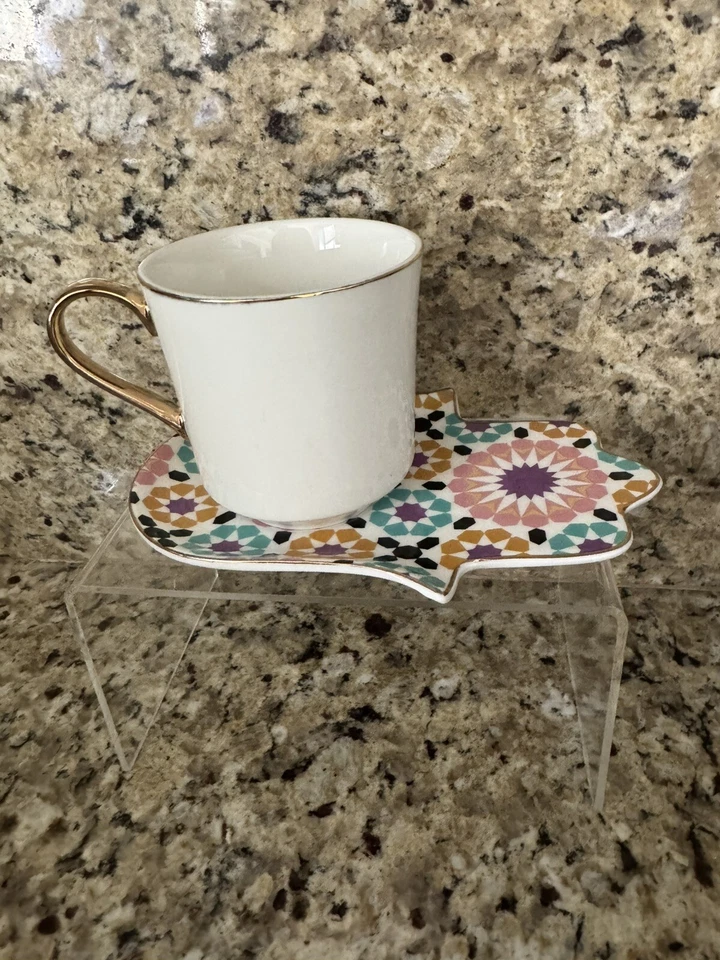 Taza de café de cerámica Nazar Evil Eye 200 ml Hamsa platillo de mano plato taza bebida taza de té Foto 4 de 4