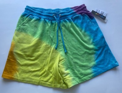 The Phluid Project Rainbow Tie-Dyed Drawstring Sweat Shorts Size L New w Tags