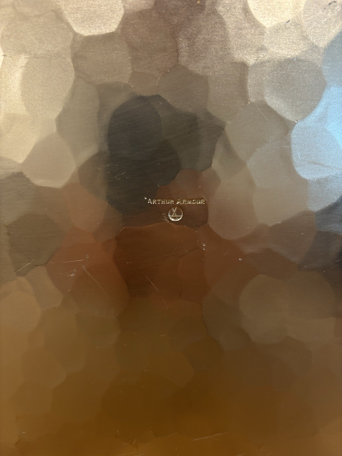 Arthur Armour Gold Washed Hammered Aluminum Butterflies & Dogwood Serving Tray