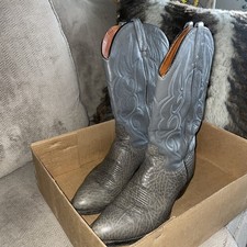 J. Chisholm Handcrafted USA Western CowboyBoots Snakeskin grey Leather 10.5D 912