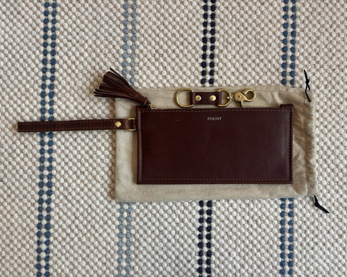 FOUNT Leather Finley Clutch in Hazel