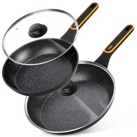 Bratpfanne Pfanne Pfannenset Granit Induktion Glasdeckel 24Cm 28Cm 2 StüCk