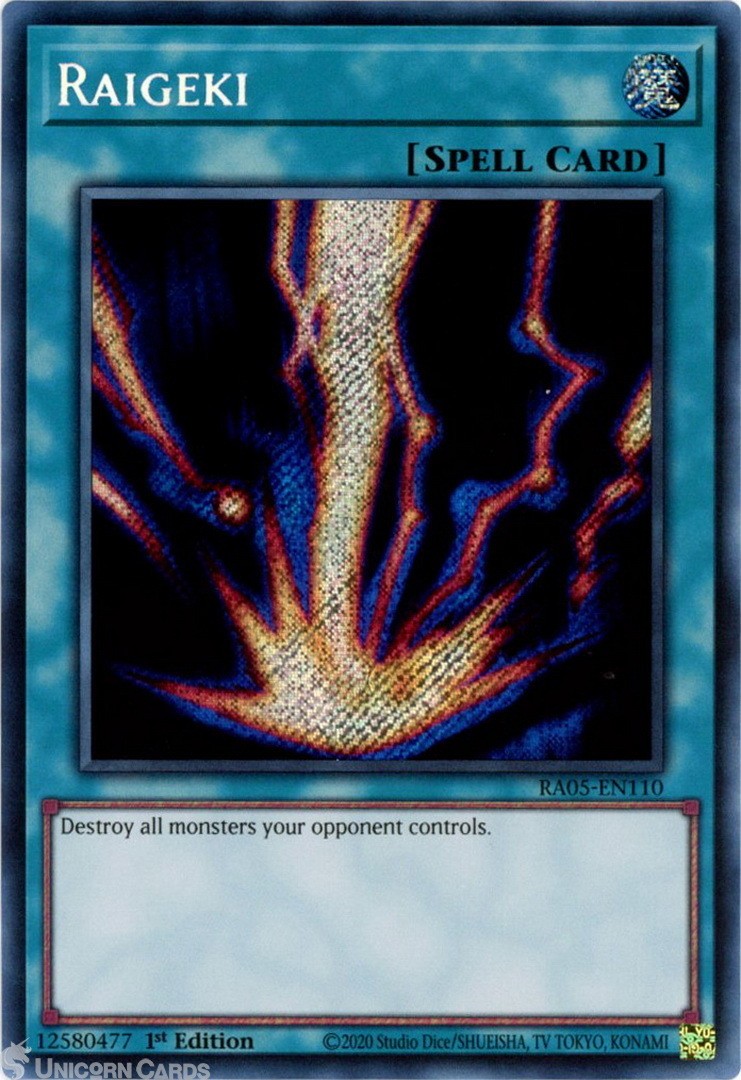 RA05-EN110 Raigeki : Secret Rare 1st Edition Mint YuGiOh Card