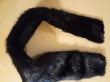 Mink collar 27" l x 3" w, dark brown with hook/loop closure dark lining fabric