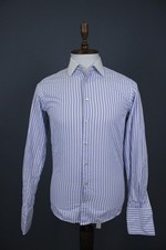 Eton Blue Striped Slim Fit Long Sleeve Button Down Dress Shirt Size 39 / 15.5
