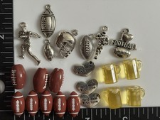 Football Balls Players Charms Beads Lot Of 19 Crafting Bracelets - See Pix