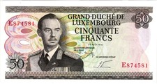 LUXEMBOURG 50 Francs 1972 P-55b UNC Banknote