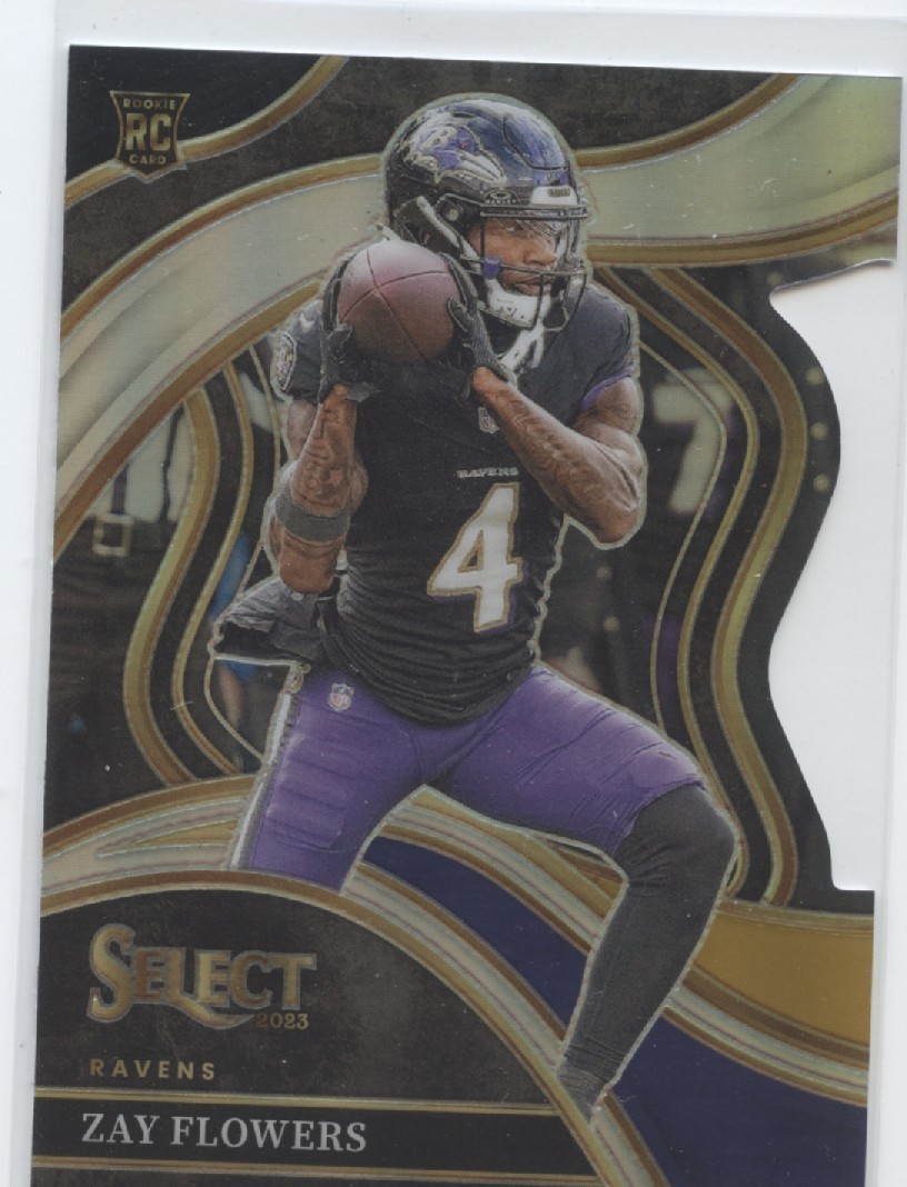 2023 Panini Select - Club Level Zay Flowers #201 Black & Green Prizm Die-Cut...