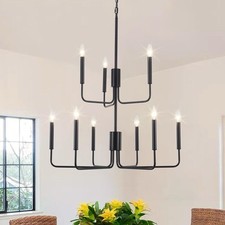 Black Chandelier, 6 3 Light Farmhouse Chandelier for Living/Dining Room, Kitchen
