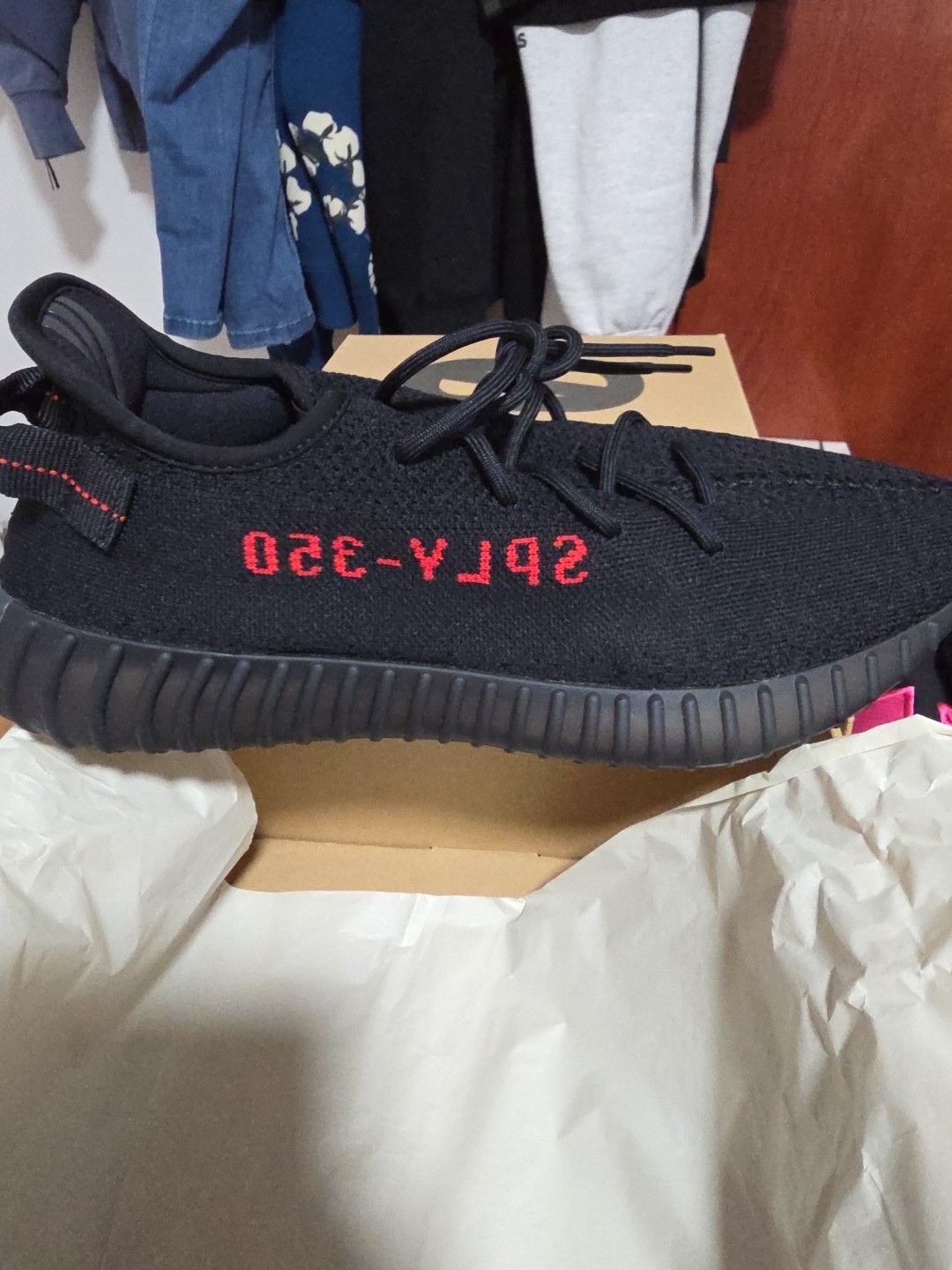adidas Yeezy Boost 350 V2 Bred Core Black Red, Size 13, CP9652 thumbnail 3