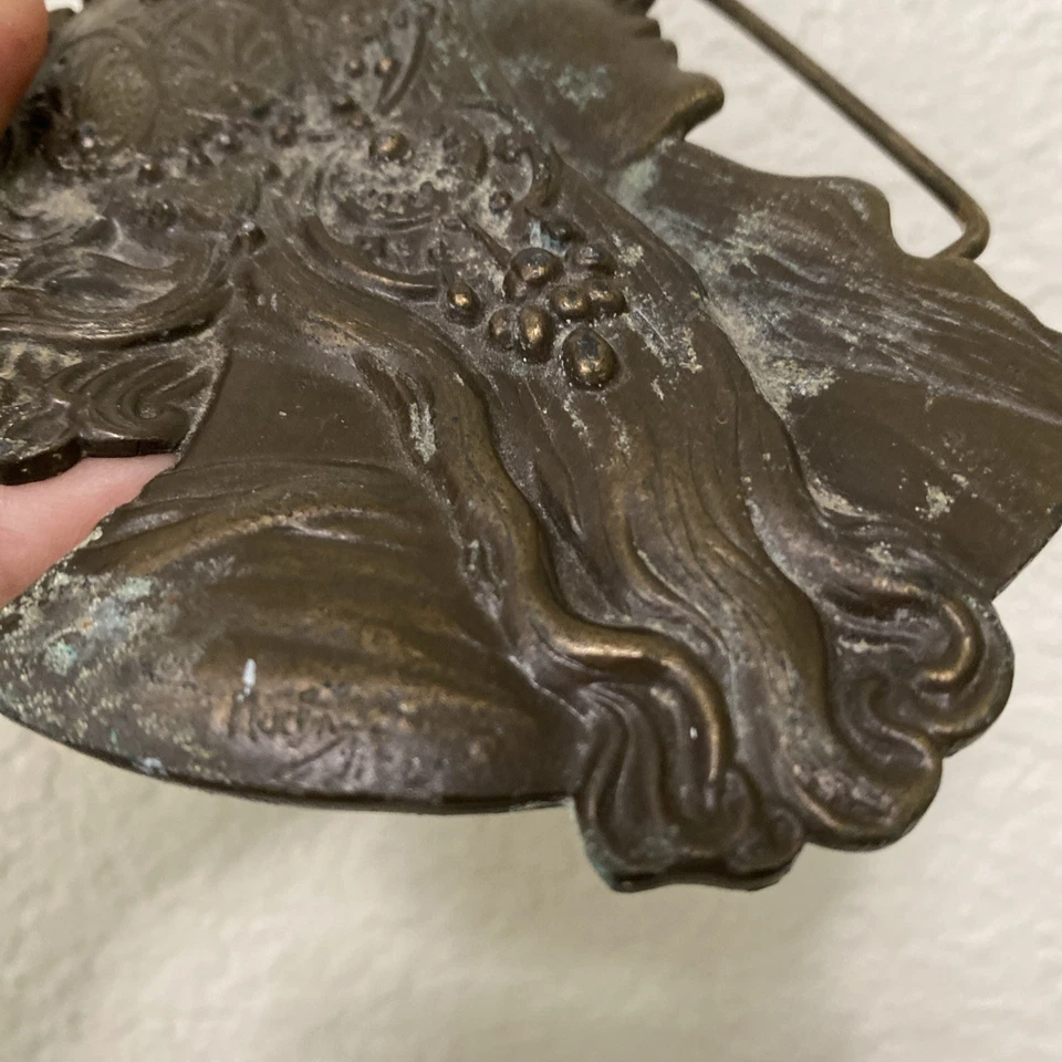 Alphonese Mucha Art Nouveau Style Wyoming Studio Art Works Belt Buckle 4.5”x3” - Image 3 of 4