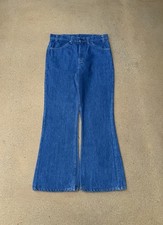 Vintage 70 s Levi s 646 Orange Tab Bellbottom Flare Blue Denim Jeans Size 33x29
