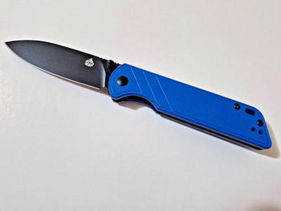 QSP Blade HQ Exclusive Parrot Black D2 Blade Blue G10 Handle Knife*Hard to Find*