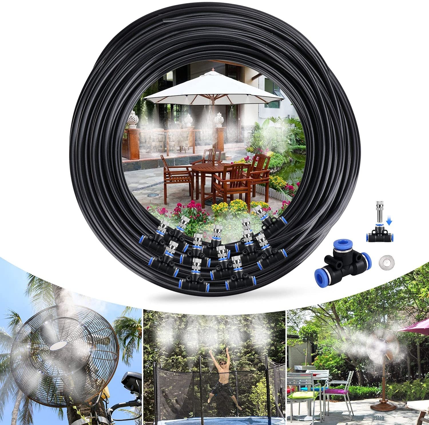 20ft Outdoor Patio Water Mister Mist Nozzle Misting Cooling System Fan Cooler