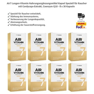 Air7 Lungen-Vitamin Nahrungsergänzungsmittel Kapsel Speziell für Raucher 8 x 30