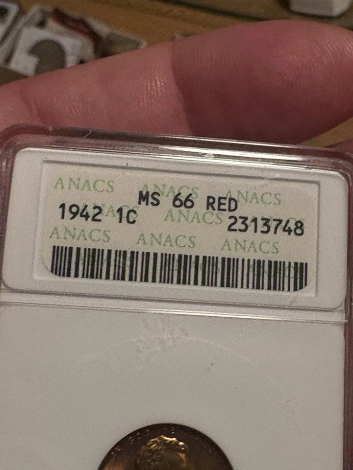 1942 MS66RD Lincoln Wheat, Old ANACS Soapbox Holder, Red Penny, Rare Holder - Image 3 of 4