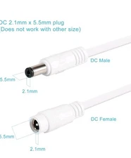 3 Pack 20FT?  DC Power Extension Cables Flat 12V Adapter CCTV 2.1mm x 5.5mm READ