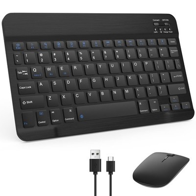 Bluetooth Keyboard & Mouse Combo, QWERTY Layout, 10 inch Ultra-Slim Wireless ...