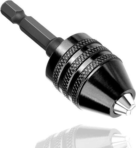 1/4 Inch Hex Shank Keyless Drill Chuck Conversion Tool Quick Change Adapter Con