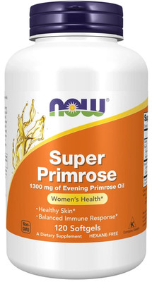 NOW Super Primrose Oil 1300mg Evening Primrose Oil 120 Softgels Women's Health