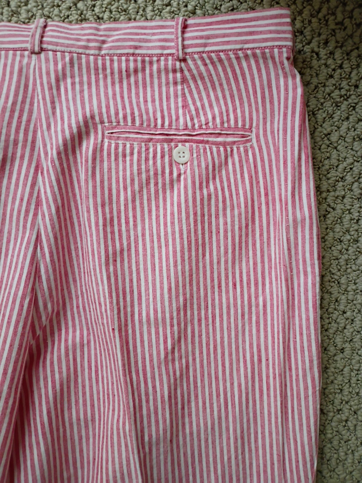 James Rivers Traders Men's Pleated Red & White Stripes Pants 100percent Cotton 35"X29" image 7