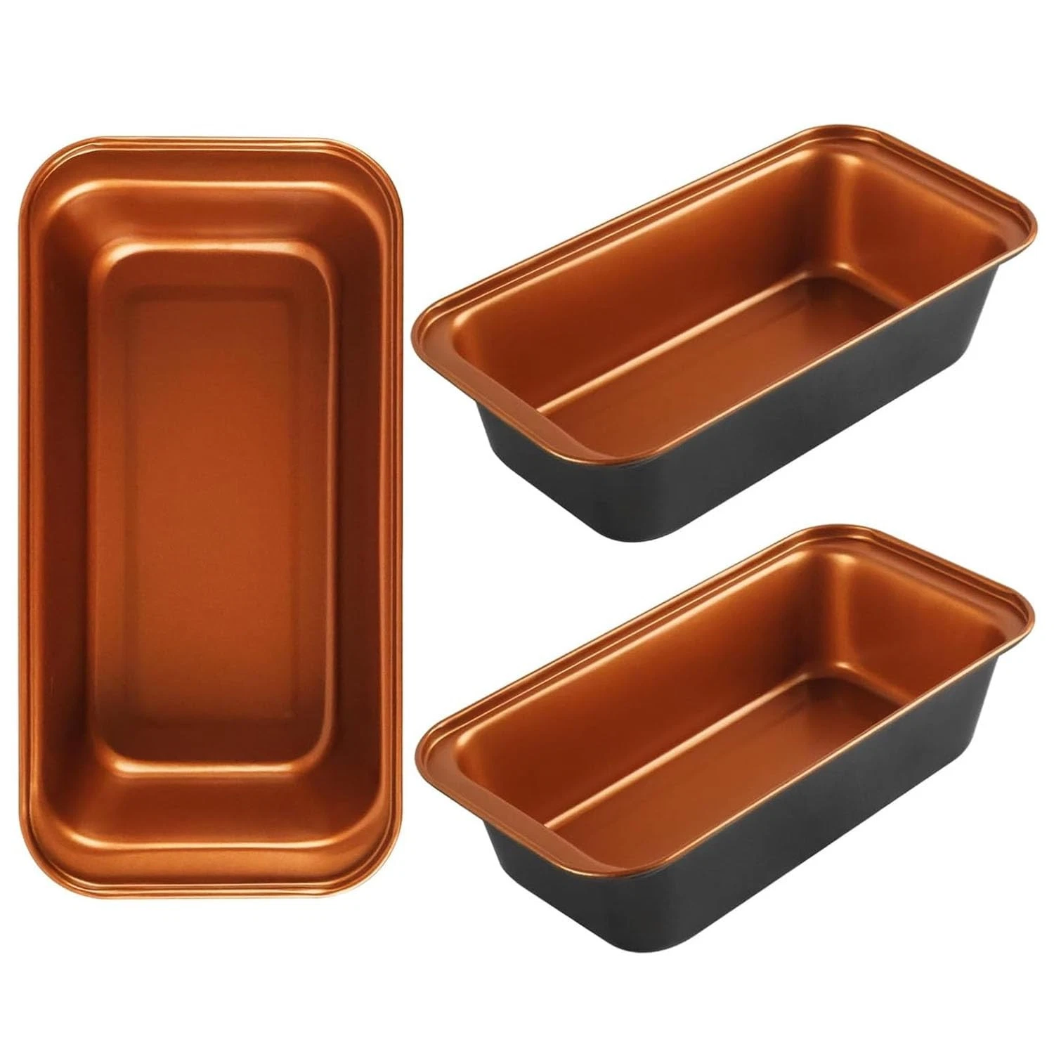 Proigtz 3-Pack 8x4 Loaf Pan for Baking Bread, Nonstick Bread Pan With Copper ...