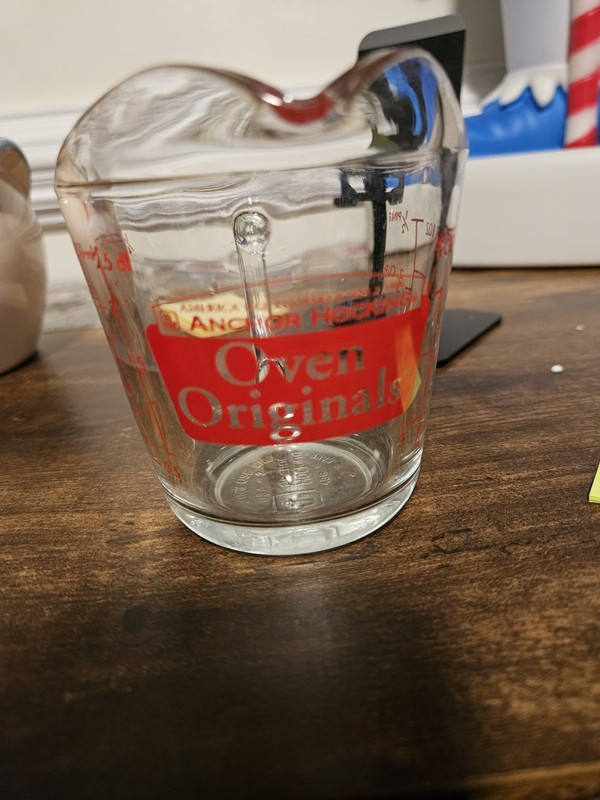 VINTAGE ANCHOR HOCKING #496 ONE CUP 8 oz GLASS MEASURING CUP Oven Originals 