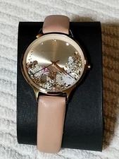 Adrienne Vittadini Womens Quartz Watch AD13026 Rose Gold Floral Dial Pink (K