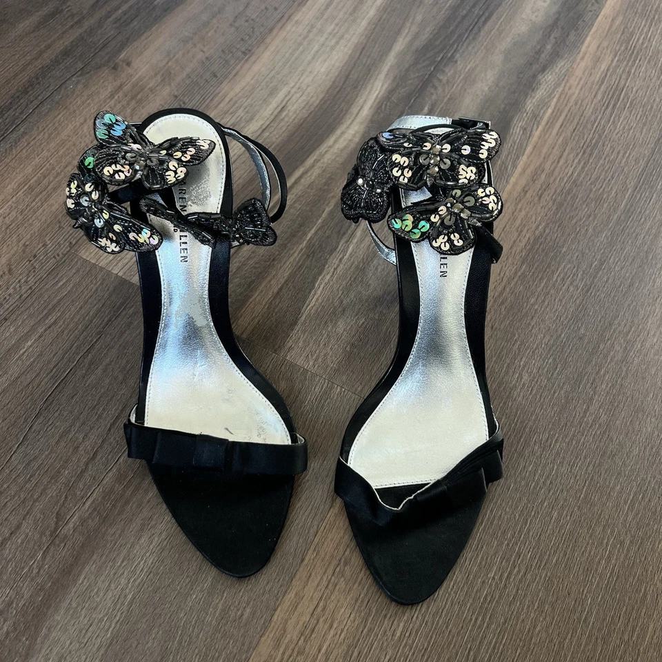 Karen Millen черный блестками бабочка лодыжки ремень каблуки размер 37 6 - Изображение 2 из 4
