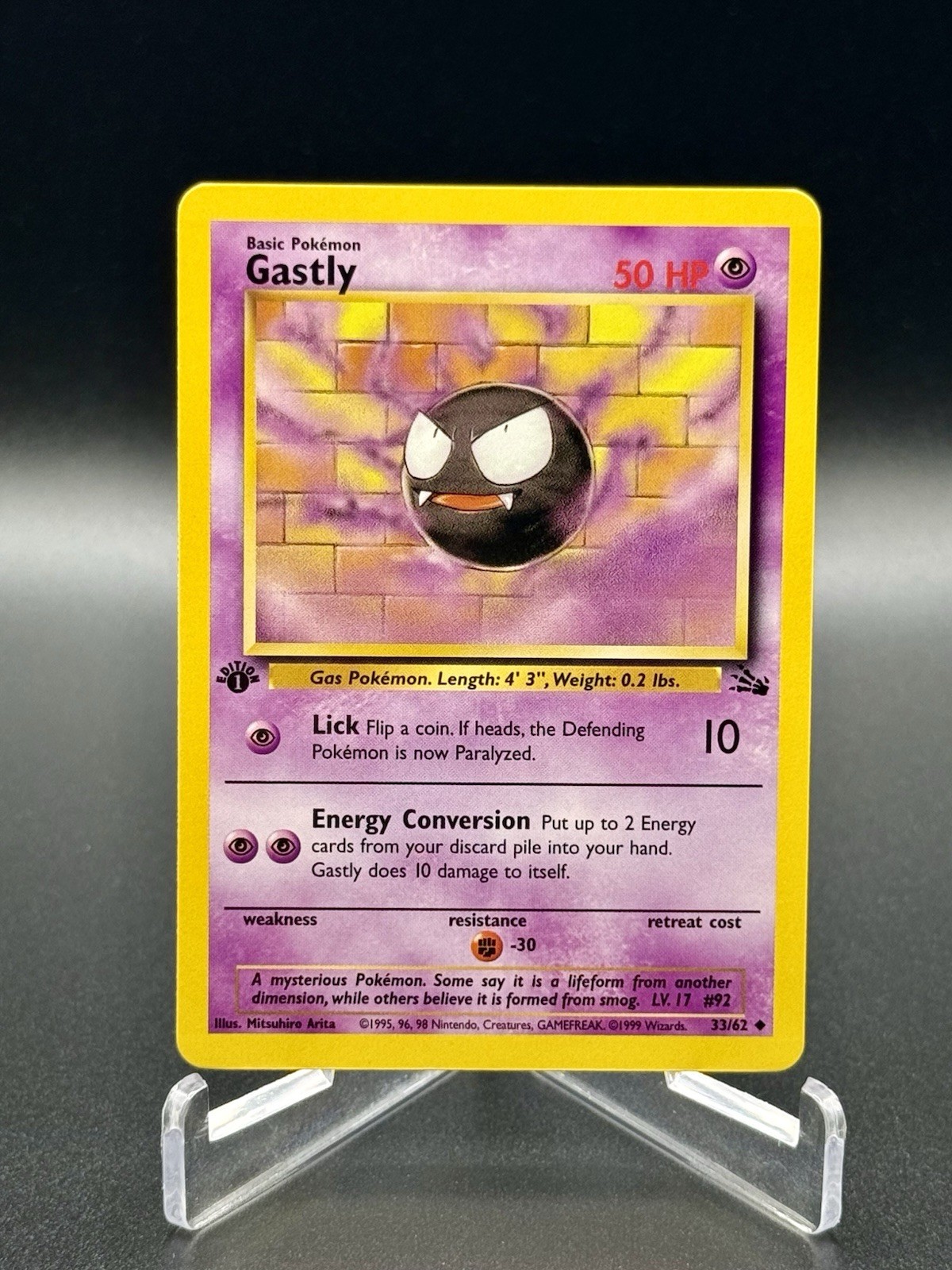 Pokémon TCG Gastly Fossil Uncommon 1st Edition 33/62 Near Mint Vintage WOTC