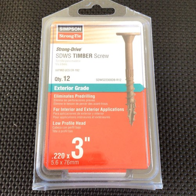 #ad Simpson Strong tie 3” X .220 Timber Screws 12 Pack W Bit Exterior Grade $14.99