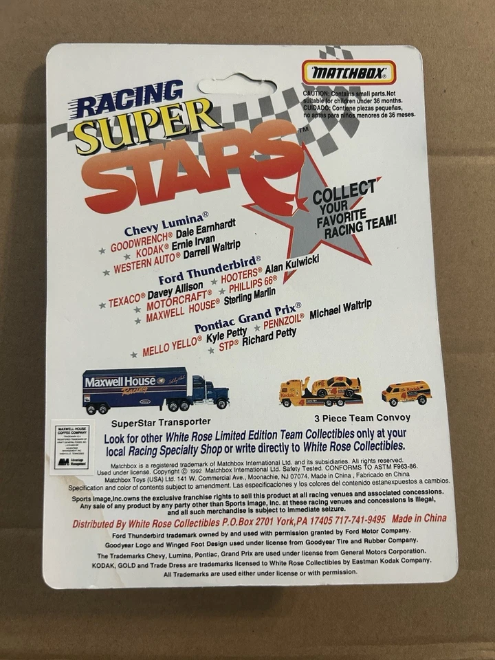 Matchbox Racing Super Stars 1992 1/64 Richard Petty #43 STP diecast sin abrir Foto 2 de 2